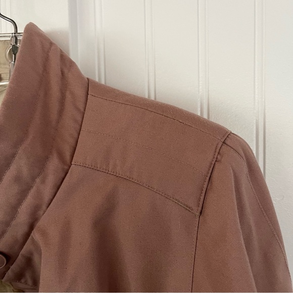 Vintage Mauve Trench Coat Belted Faux Fur Lined Light Purple Weather Resistant - Picture 9 of 15